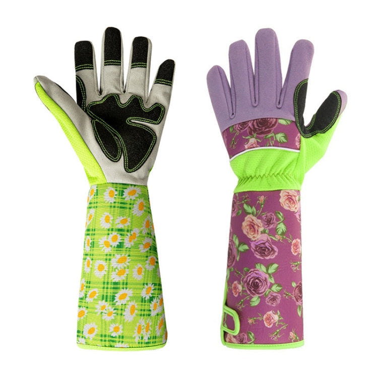 Skorter | Gardening Stab Resistant Print Sleeve Wrist Extended Gloves(Green)