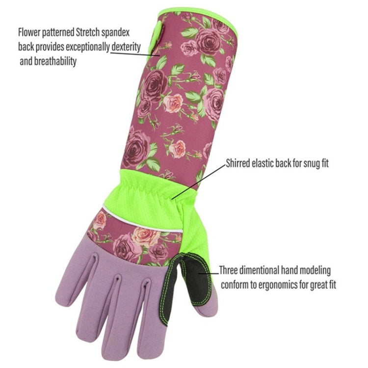 Skorter | Gardening Stab Resistant Print Sleeve Wrist Extended Gloves(Pink)