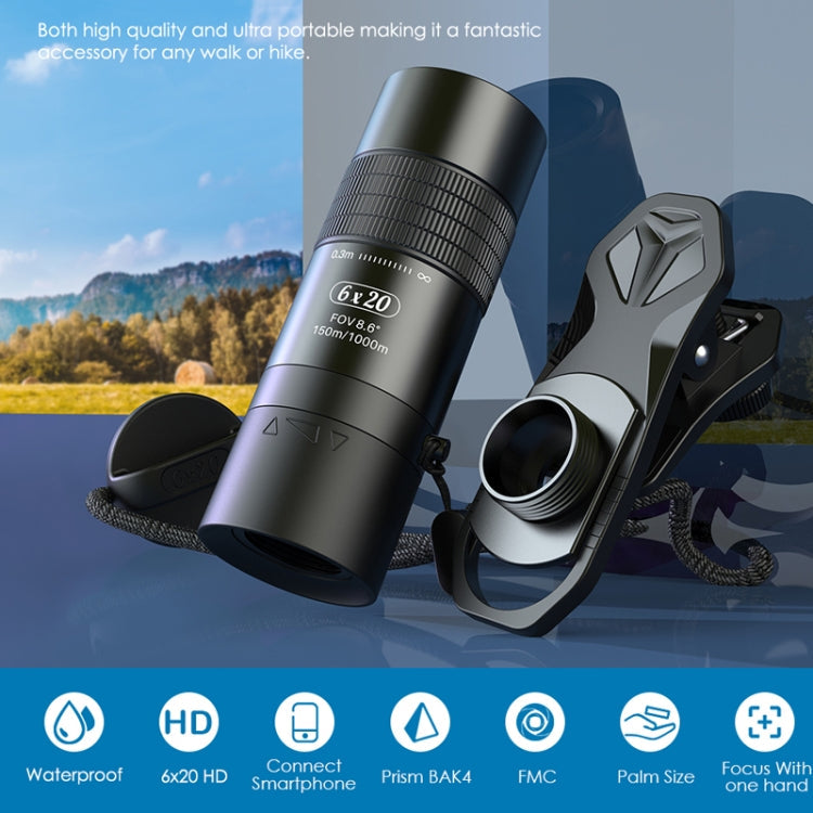 Skorter | APEXEL 6X 0.3m Closest Focus Telescope Optics Lens Monocular for All Smartphones(Black)