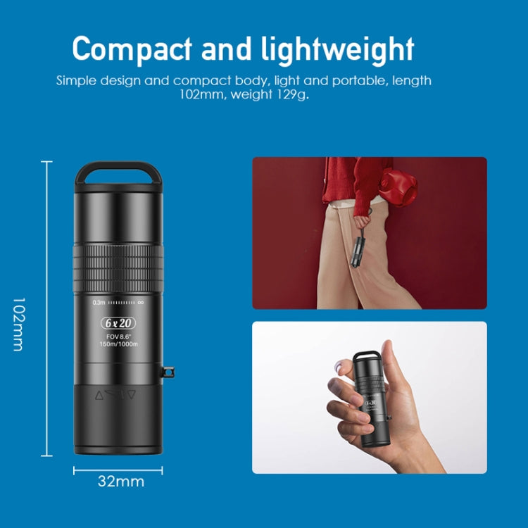 Skorter | APEXEL 6X 0.3m Closest Focus Telescope Optics Lens Monocular for All Smartphones(Black)