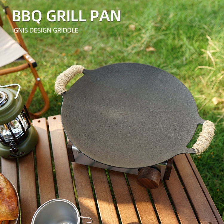 Skorter | Outdoor Camping BBQ Cast Iron Grill Pan,Style: Baking Pan+Net+Hemp Rope