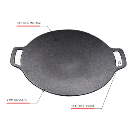 Skorter | Outdoor Camping BBQ Cast Iron Grill Pan,Style: Baking Pan+Net+Hemp Rope
