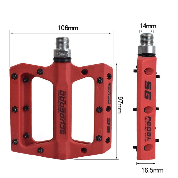 Skorter | FMFXTR Mountain Bicycle Pedal Nylon Fiber Bearing Non-Slip Pedal(SG-12B Red)