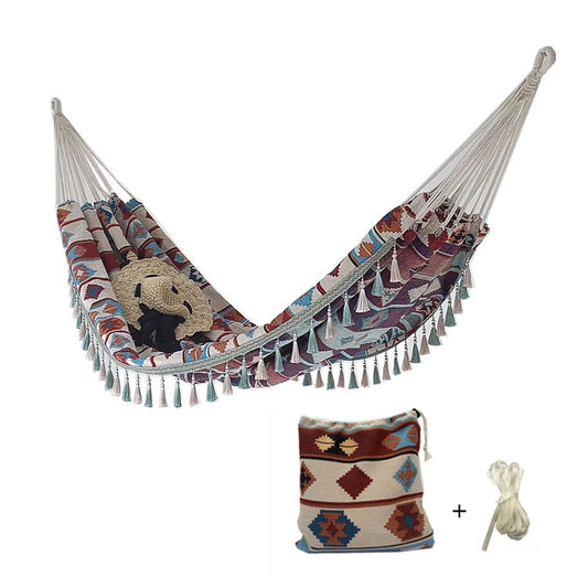Skorter | Jacquard Canvas Double Plus Hammock Outdoor Indoor Tassel Hammock(705)