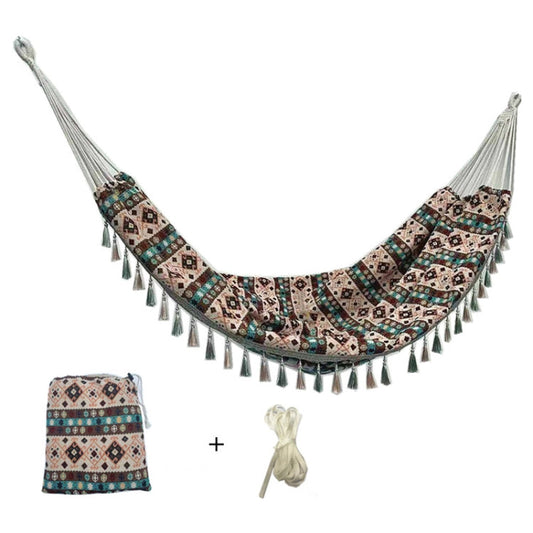 Skorter | Jacquard Canvas Double Plus Hammock Outdoor Indoor Tassel Hammock(706)