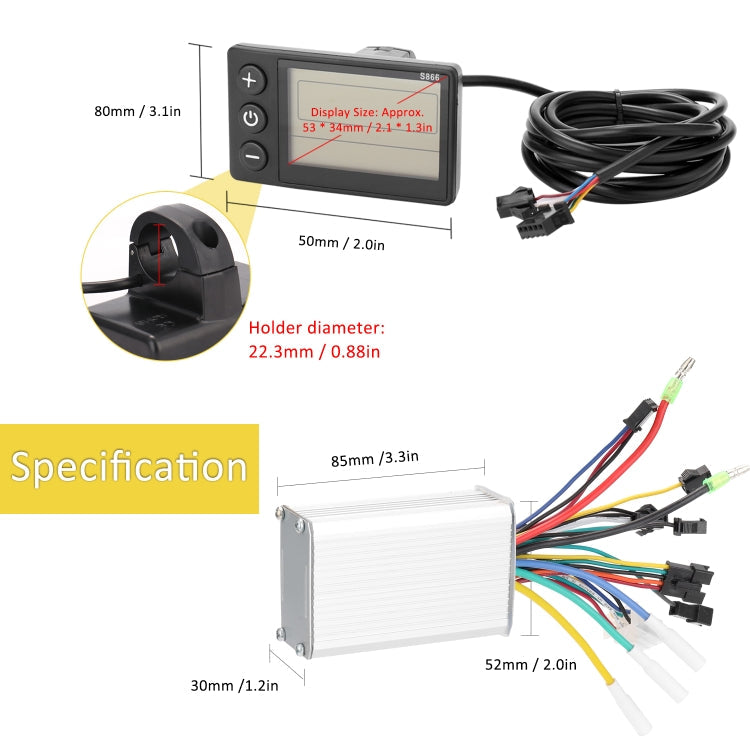 Skorter | S866 A Type Electric Bicycle Universal Electric Bicycle Dashboard Set ,Specification: 36V / 48V