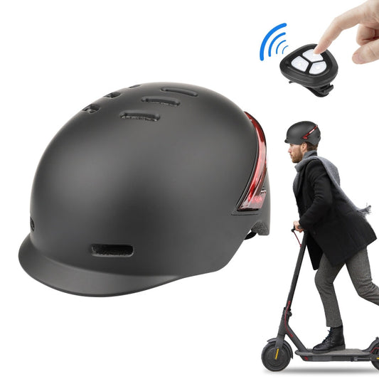 Skorter | Cycling Helmet Ultralight Bicycle Helmet with Warning Light Remote Control(Black)