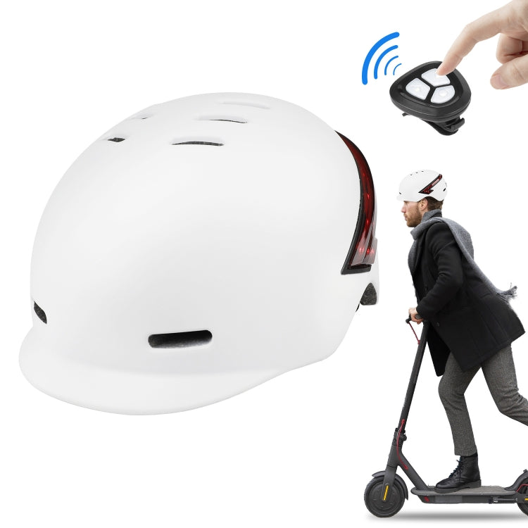 Skorter | Cycling Helmet Ultralight Bicycle Helmet with Warning Light Remote Control(White)