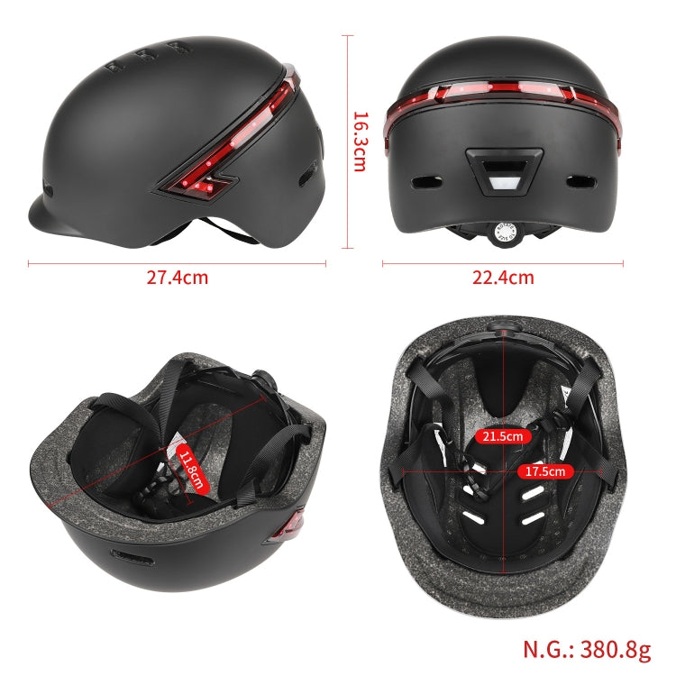 Skorter | Cycling Helmet Ultralight Bicycle Helmet with Warning Light Remote Control(White)