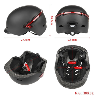 Skorter | Cycling Helmet Ultralight Bicycle Helmet with Warning Light Remote Control(White)