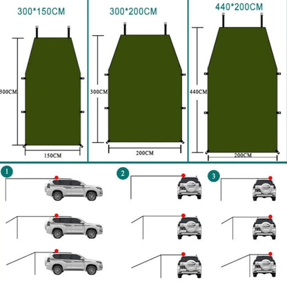 Skorter | Outdoor Picnic Camping Tent On The Side Of The Car Rain-proof Sun Canopy 200x440cm(Green)