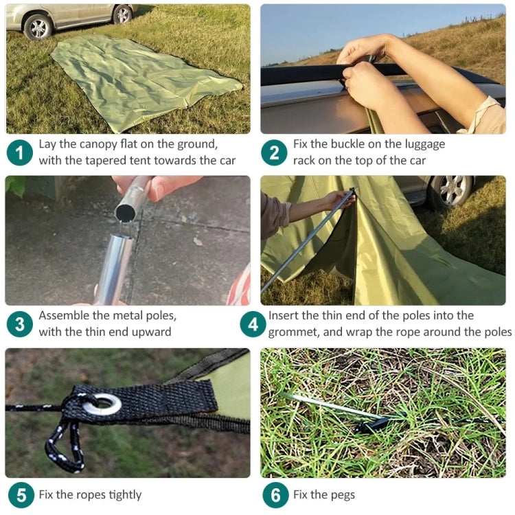Skorter | Outdoor Picnic Camping Tent On The Side Of The Car Vehicle Rain-proof Sunshade Canopy 300x200cm(Green)