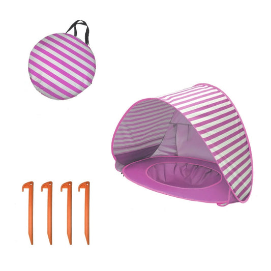 Skorter | Baby Beach Tent With Pool Portable Foldable Sunshelter, Color: Pink Stripe
