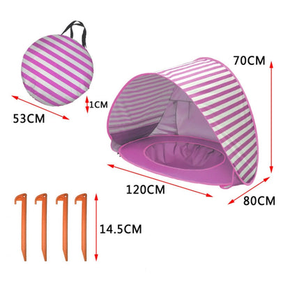 Skorter | Baby Beach Tent With Pool Portable Foldable Sunshelter, Color: Whale Blue