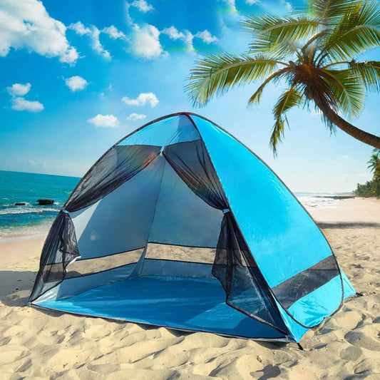 Skorter | Screen Mesh Door Curtain Tent Automatic Pop Up Beach Sunshade Tent(Light Blue)