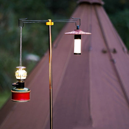 Skorter | Outdoor Camping Telescopic Double Hook Folding Light Stand(Black)