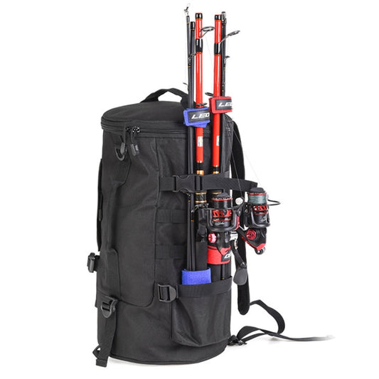 Skorter | LEO 28085 Cylina Shape Fishing Gear Backpack Fishing Rod Outdoor Shoulder Bag(28085-B Black)