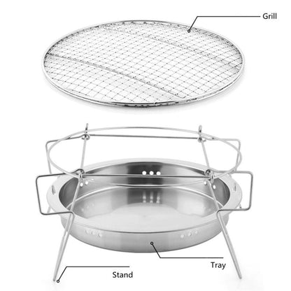 Skorter | RG_011 Outdoor Round Folding Stainless Steel Barbecue Grill, Size: 22 x 14cm