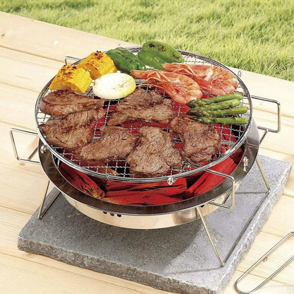 Skorter | RG_011 Outdoor Round Folding Stainless Steel Barbecue Grill, Size: 22 x 14cm