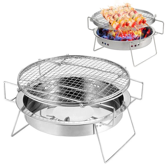 Skorter | RG_011 Outdoor Round Folding Stainless Steel Barbecue Grill, Size: 30 x 19.5cm