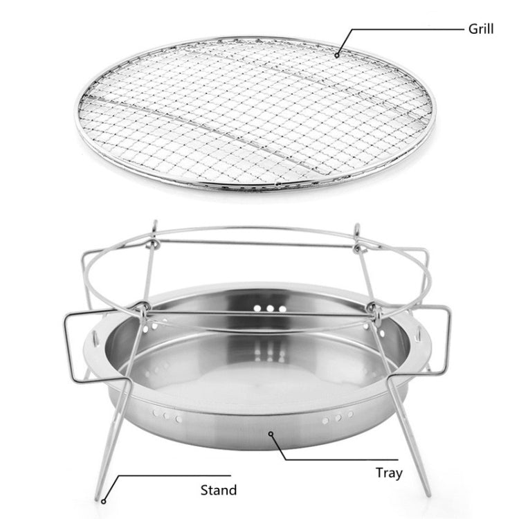 Skorter | RG_011 Outdoor Round Folding Stainless Steel Barbecue Grill, Size: 30 x 19.5cm