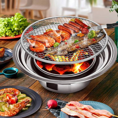 Skorter | Home Multifunctional Adjustable Fire Barbecue Grill, Size: S (Pan+Net)