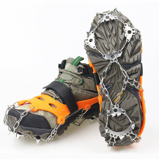 Skorter | 1 Pair  23 Spikes Crampons Outdoor Winter Walk Ice Fishing Snow Shoe Spikes,Size: XL Orange