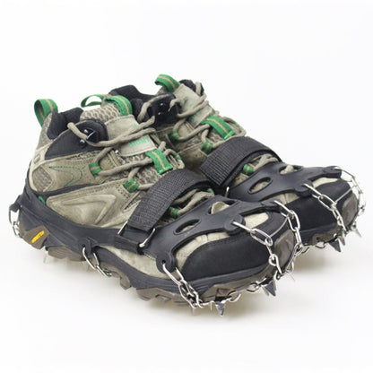 Skorter | 1 Pair  23 Spikes Crampons Outdoor Winter Walk Ice Fishing Snow Shoe Spikes,Size: XL  Black