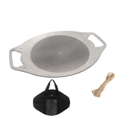 Skorter | NOBANA Outdoor BBQ Pan Camping Stainless Steel Frying Pan, Style: BBQ Pan+Hemp Rope