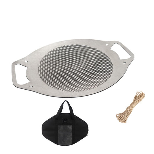 Skorter | NOBANA Outdoor BBQ Pan Camping Stainless Steel Frying Pan, Style: BBQ Pan+Hemp Rope