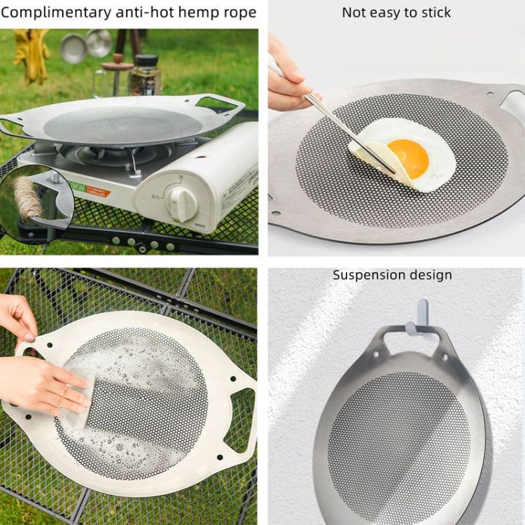 Skorter | NOBANA Outdoor BBQ Pan Camping Stainless Steel Frying Pan, Style: BBQ Pan+Hemp Rope