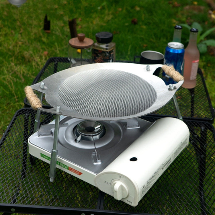 Skorter | NOBANA Outdoor BBQ Pan Camping Stainless Steel Frying Pan, Style: BBQ Pan+Hemp Rope