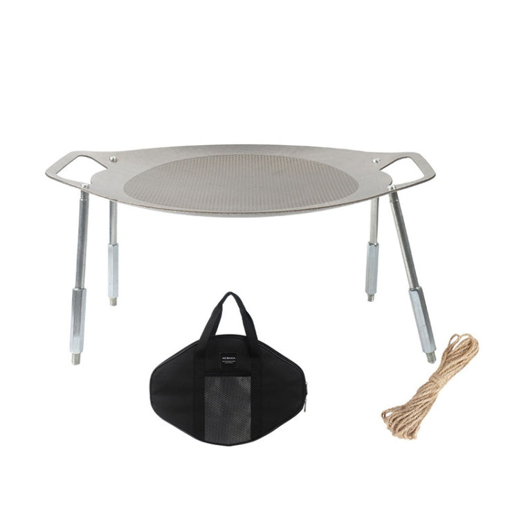 Skorter | NOBANA Outdoor BBQ Pan Camping Stainless Steel Frying Pan, Style: BBQ Pan+Stand+Hemp Rope