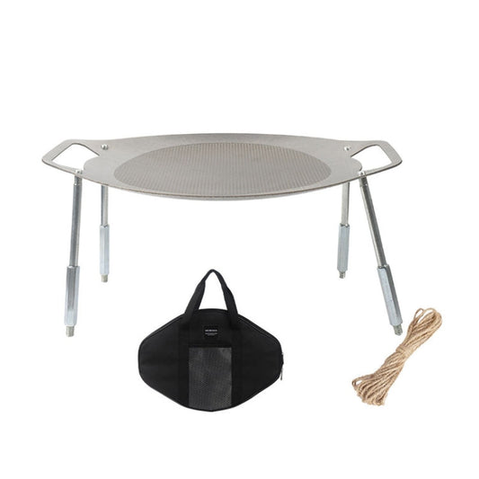 Skorter | NOBANA Outdoor BBQ Pan Camping Stainless Steel Frying Pan, Style: BBQ Pan+Stand+Hemp Rope