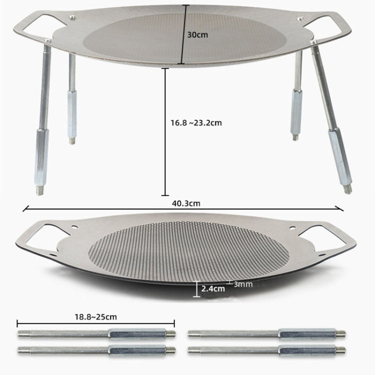 Skorter | NOBANA Outdoor BBQ Pan Camping Stainless Steel Frying Pan, Style: BBQ Pan+BBQ Net+Hemp Rope