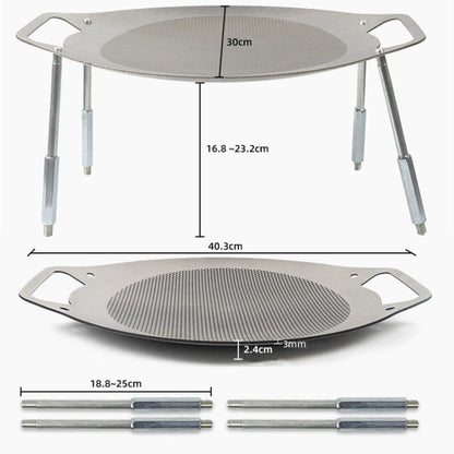 Skorter | NOBANA Outdoor BBQ Pan Camping Stainless Steel Frying Pan, Style: BBQ Pan+Stand+BBQ Net+Hemp Rope