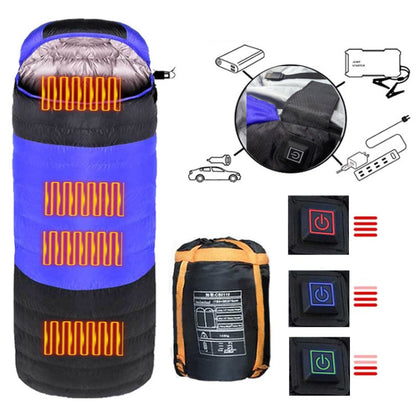 Skorter | USB Electric Heating Down Cotton Sleeping Bag 3-speed Temperature Adjustment (180+30)x75cm(Orange)