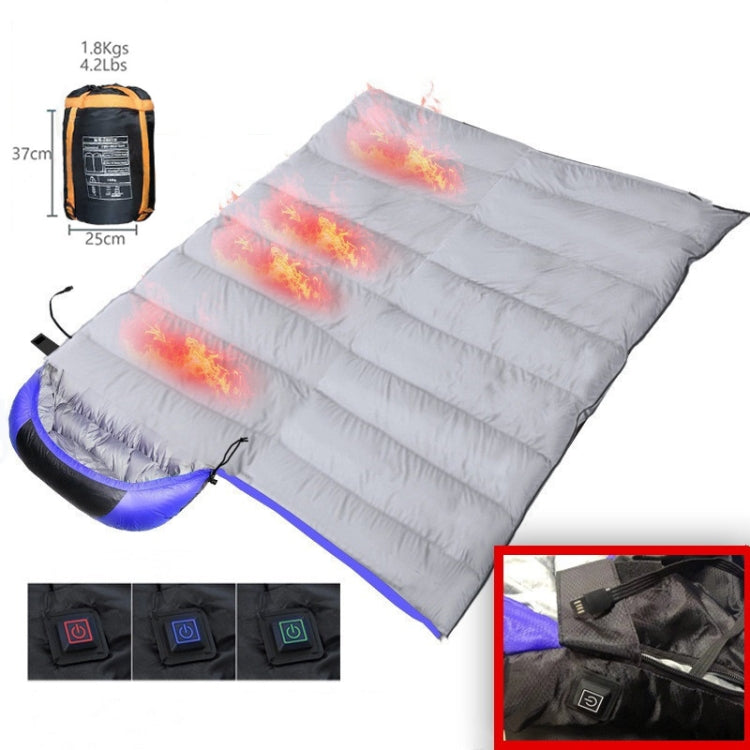 Skorter | USB Electric Heating Down Cotton Sleeping Bag 3-speed Temperature Adjustment (180+30)x75cm(Orange)