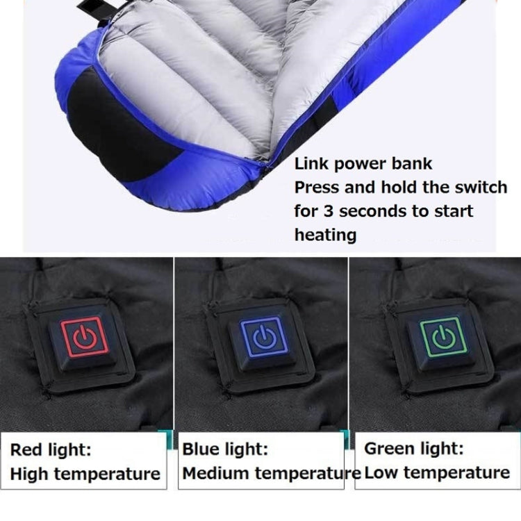Skorter | USB Electric Heating Down Cotton Sleeping Bag 3-speed Temperature Adjustment (180+30)x75cm(Orange)