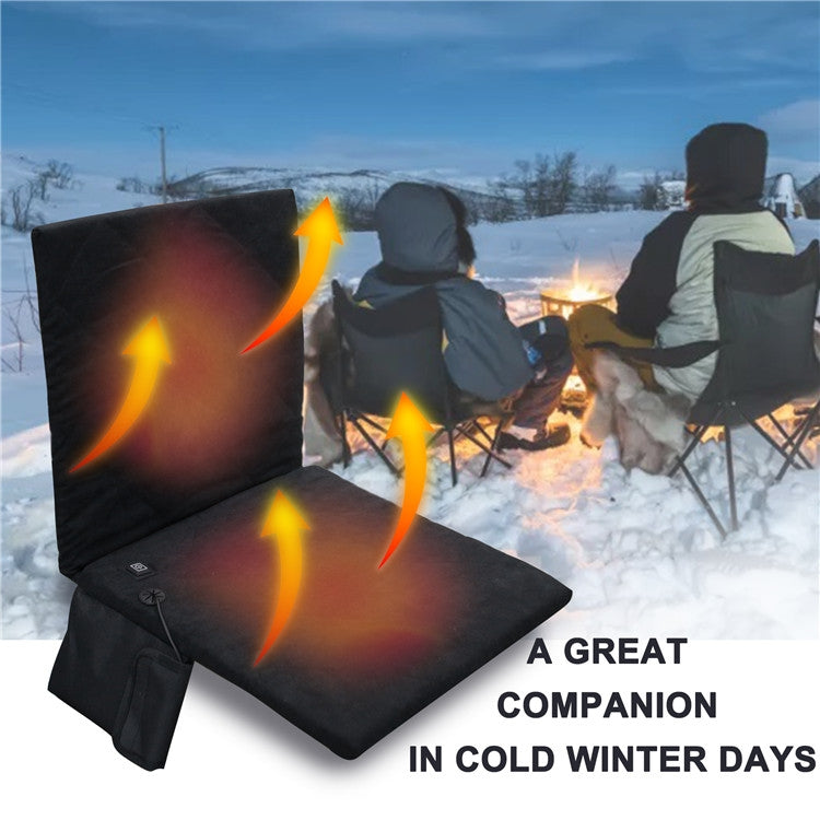 Skorter | Outdoor Winter Camping Warm USB Heating Cushions With Backrest(Black)