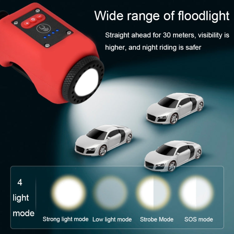 Skorter | 2 In 1 Bicycle Rechargeable Waterproof High Decibel Bell with Highlight Light(Red)