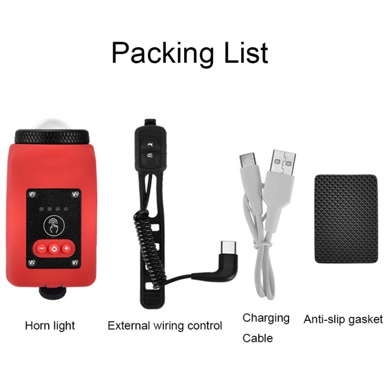 Skorter | 2 In 1 Bicycle Rechargeable Waterproof High Decibel Bell with Highlight Light(Red)