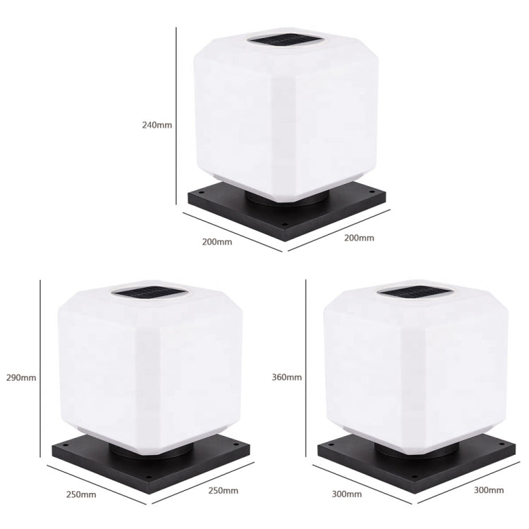 Skorter | 003 Solar Square Outdoor Post Light LED Waterproof Wall Lights, Size: 30cm (Warm Light)