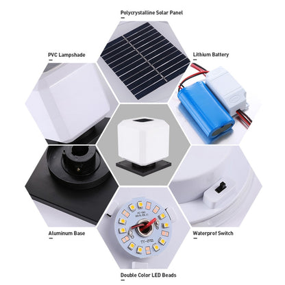 Skorter | 003 Solar Square Outdoor Post Light LED Waterproof Wall Lights, Size: 20cm (White Light)
