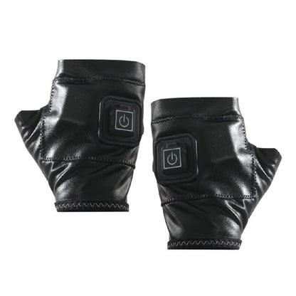Skorter | 1 Pair Adjustable Temperature Rechargeable Intelligent Electric Heating Gloves Half Finger Gloves, Size: S(Black)