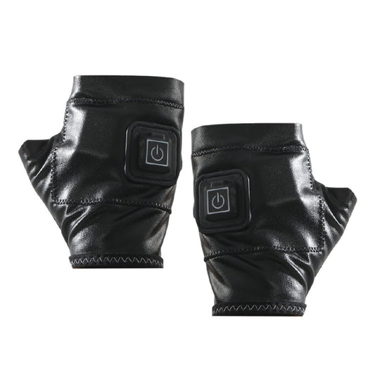 Skorter | 1 Pair Adjustable Temperature Rechargeable Intelligent Electric Heating Gloves Half Finger Gloves, Size: L(Black)