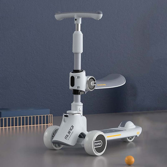 Skorter | MIJIAQI 01 3 In 1 Multifunctional Foldable Children Scooter with Music and Lights, Spec: White Seat