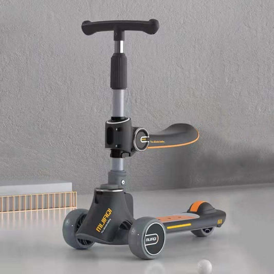 Skorter | MIJIAQI 01 3 In 1 Multifunctional Foldable Children Scooter with Music and Lights, Spec: Gray Seat