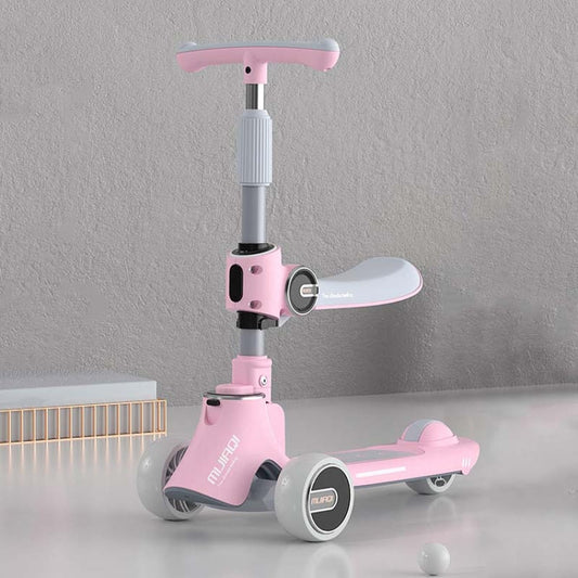 Skorter | MIJIAQI 01 3 In 1 Multifunctional Foldable Children Scooter with Music and Lights, Spec: Pink Seat