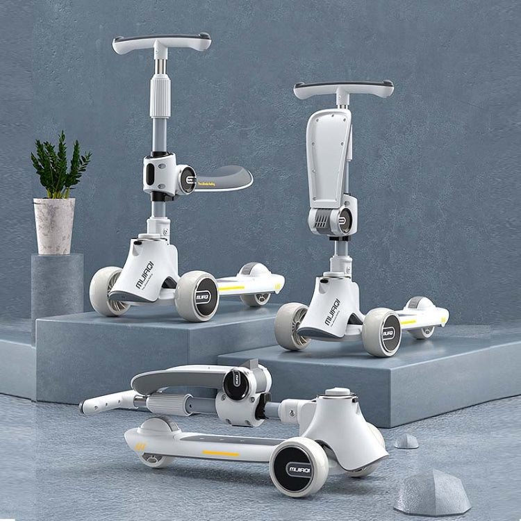 Skorter | MIJIAQI 01 3 In 1 Multifunctional Foldable Children Scooter with Music and Lights, Spec: White